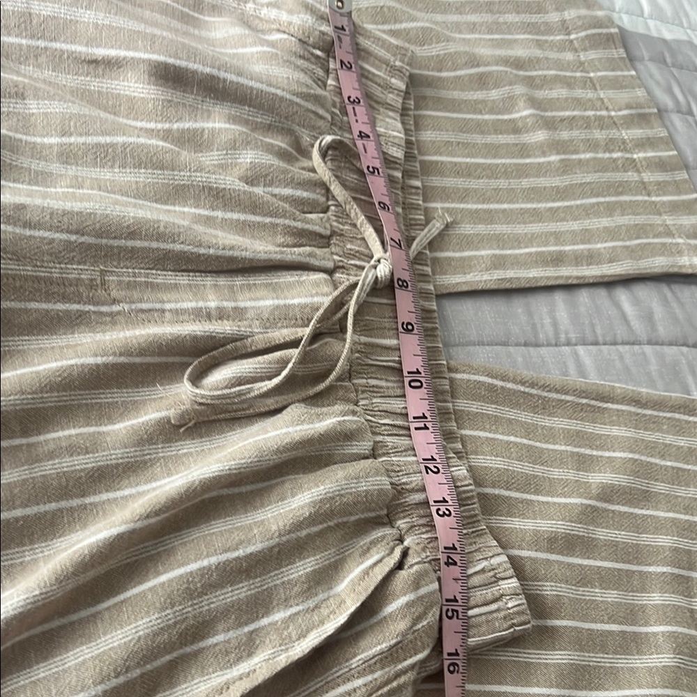 (BRIGGS).women’s Striped Tan and White Wide Leg Pants size L - Picture 6 of 11